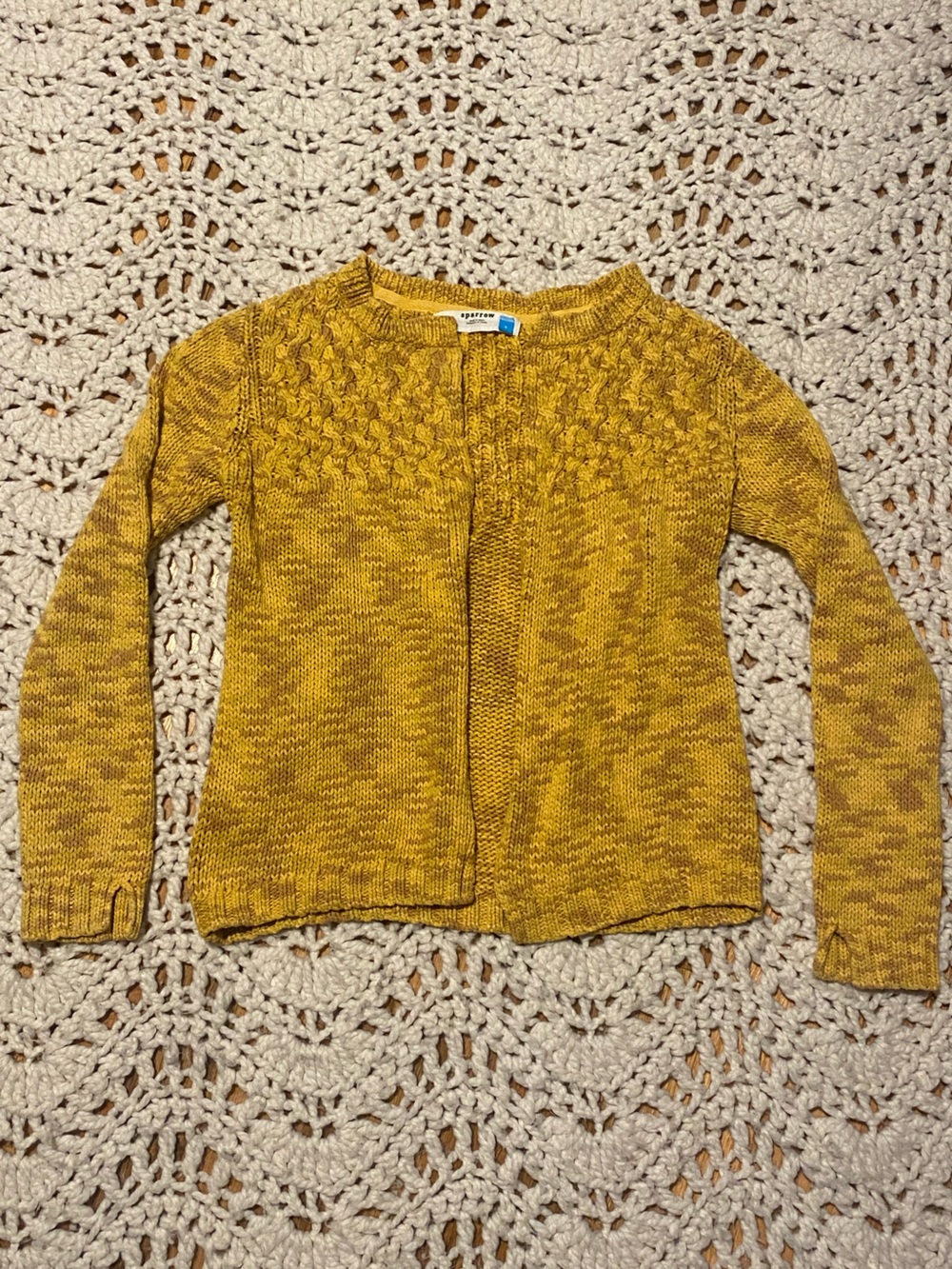 Anthropologie sparrow Mustard Yellow Chunky Knit Cardigan